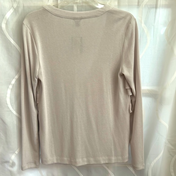 Ann Taylor Tan, V Neck, Button Down Cardigan with Ruffles, Size Small - Picture 3 of 5